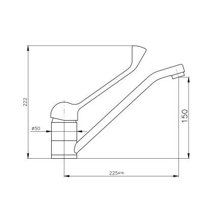 RAV Slezák MS605.0 - Baterija za umivalnik z medicinsko ročico MISSISSIPPI 22,2 cm, sijajni krom