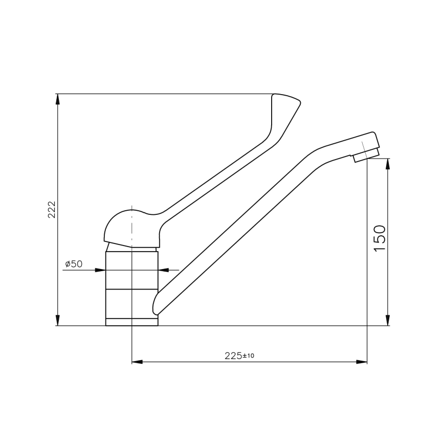 RAV Slezák MS605.0 - Baterija za umivalnik z medicinsko ročico MISSISSIPPI 22,2 cm, sijajni krom