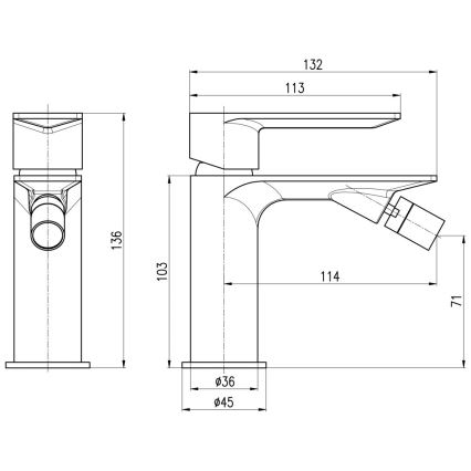 RAV Slezák NL144.0MGL - Mešalna armatura za bide NIL, 13,6 cm, v sijajni sivi barvi