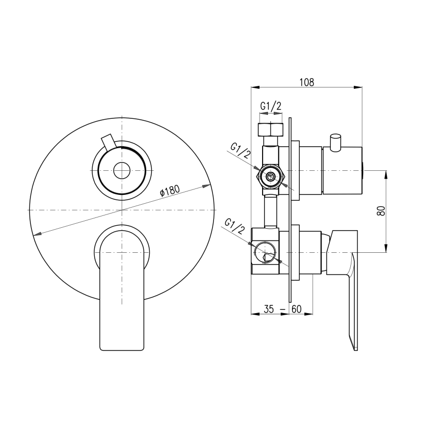 RAV Slezák NL187.3 - Tuš mešalnik za podometno vgradnjo NIL sijajni krom