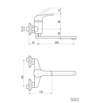 RAV Slezák SA001.5/23 - Kuhinjska/umivalniška mešalna baterija SAZAVA, sijajni krom
