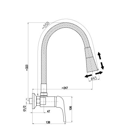 RAV Slezák SA002.5/13 - Kuhinjska pipa SAZAVA 32,3 cm, črna/sijajni krom