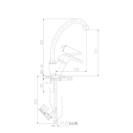 RAV Slezák SA006.0/1 - Pipa za pomivalno korito SAZAVA, 26,1 cm, sijajni krom