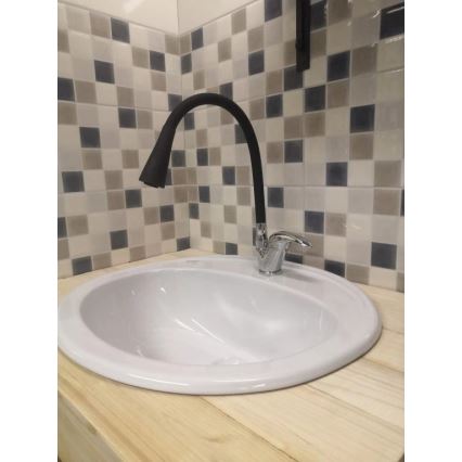 RAV Slezák SA006.0/13 - Mešalna pipa za pomivalno korito s fleksibilnim izlivom SAZAVA 35,6 cm črna/sijajni krom