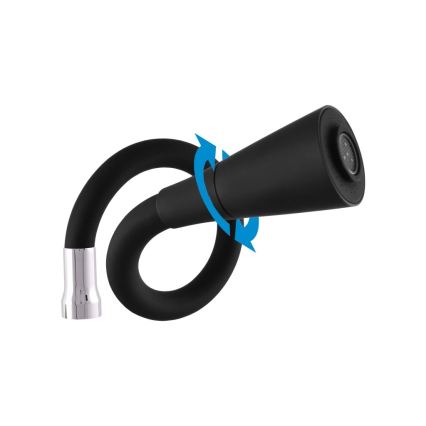 RAV Slezák SA006.0/13 - Mešalna pipa za pomivalno korito s fleksibilnim izlivom SAZAVA 35,6 cm črna/sijajni krom