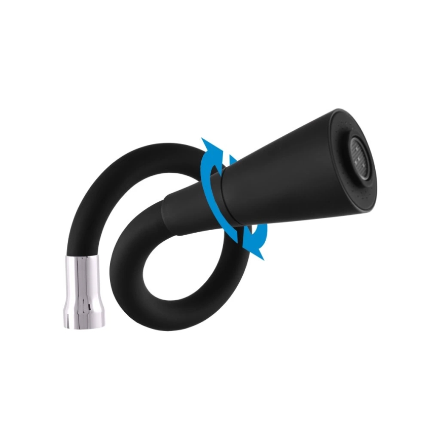 RAV Slezák SA006.0/13 - Mešalna pipa za pomivalno korito s fleksibilnim izlivom SAZAVA 35,6 cm črna/sijajni krom