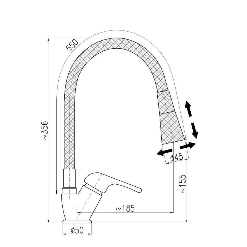 RAV Slezák SA006.0/13S - Kuhinjska armatura SAZAVA z fleksibilnim izlivom, 35,6 cm, siva/sijajni krom