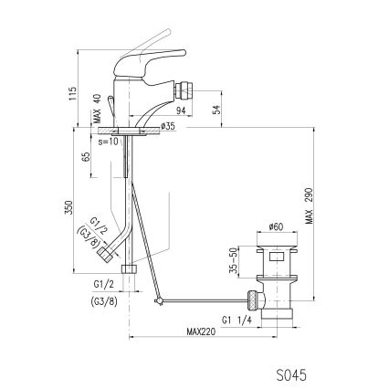 RAV Slezák SA045.0 - Armatura za bide + odtok SAZAVA 11,5 cm, sijajni krom