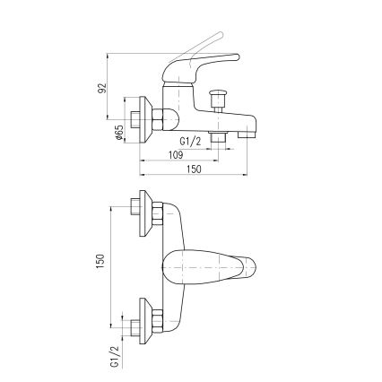 RAV Slezák SA054.5 - Baterija za kad SAZAVA, sijajni krom