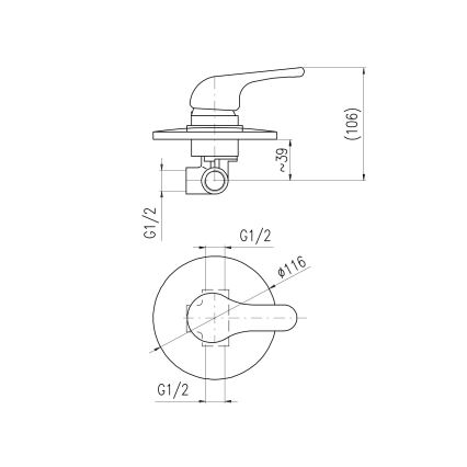 RAV Slezák SA083 - podometna tuš baterija SAZAVA, krom visokega sijaja