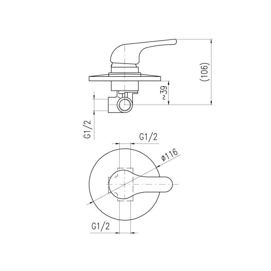 RAV Slezák SA083 - podometna tuš baterija SAZAVA, krom visokega sijaja