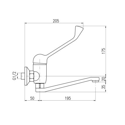 RAV Slezák SA601.5/26 - Mešalna pipa za umivalnik z medicinsko ročico SAZAVA 23 cm, krom visokega sijaja