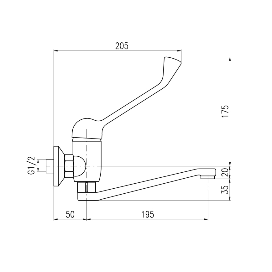 RAV Slezák SA601.5/26 - Mešalna pipa za umivalnik z medicinsko ročico SAZAVA 23 cm, krom visokega sijaja