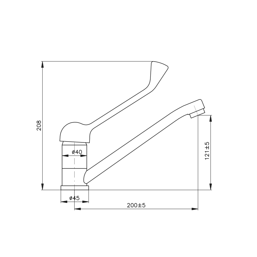 RAV Slezák SA605.0 - Pipa za umivalnik z medicinsko ročico SAZAVA, 20,8 cm, sijajni krom