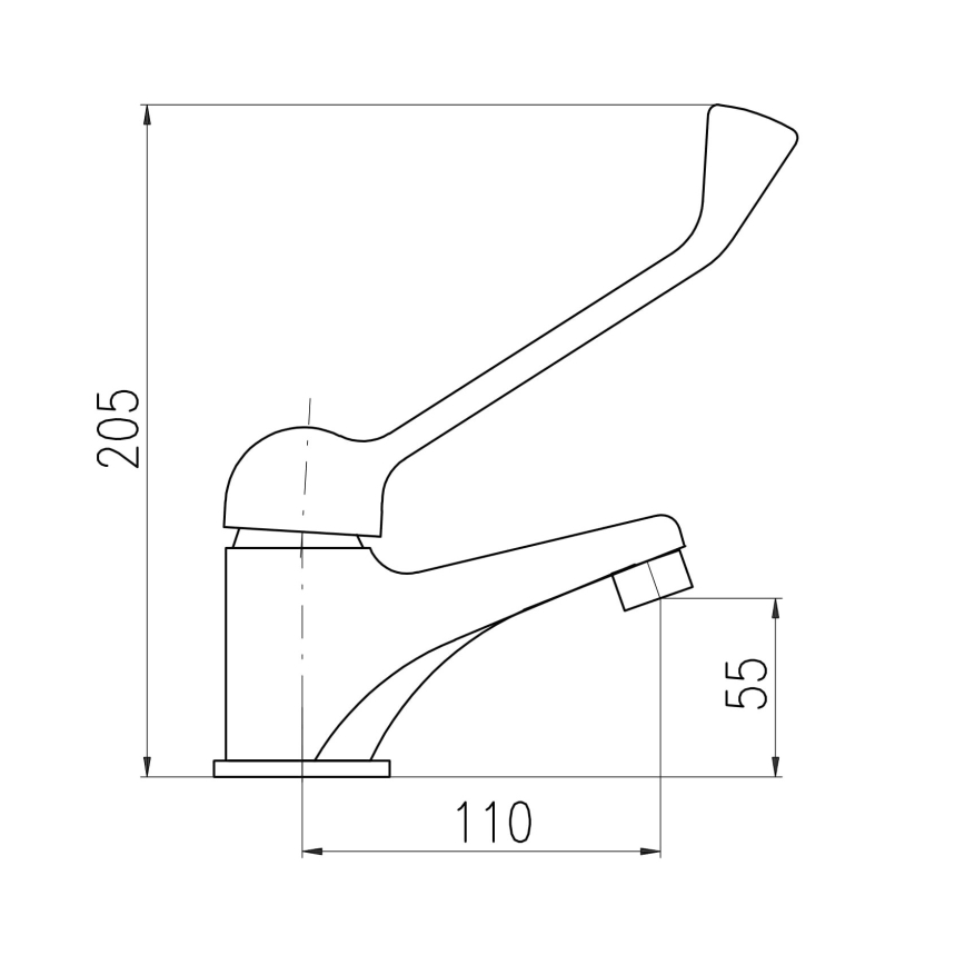 RAV Slezák SA626.0 - Mešalna baterija za umivalnik z medicinsko ročico SAZAVA 20,5 cm, sijajni krom