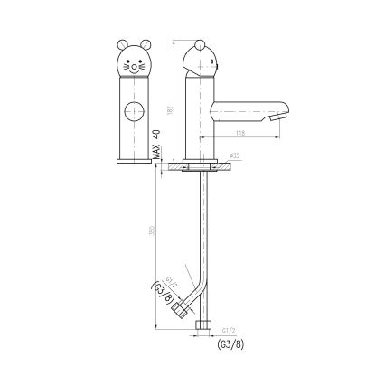 RAV Slezák SE326.0 - Pipa za umivalnik JUNIOR 18,2 cm rdeča/modra