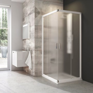 Ravak 1LV40100ZG - Štiridelna kotna tuš kabina BLIX 80x80 cm bela