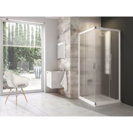 Ravak 1LV40100ZG - Štiridelna kotna tuš kabina BLIX 80x80 cm bela