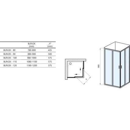 Ravak 1XV70C00Z1 - pršna kabina BLIX 90x90 cm, sijajni krom