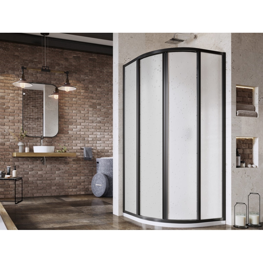 Ravak 3114O30211 - štiri-delna četrtkrožna tuš kabina SUPERNOVA 80x80 cm črna