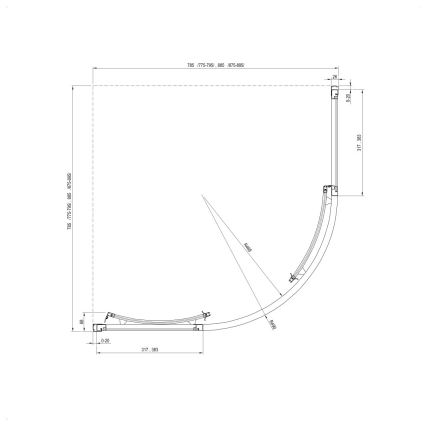 Ravak 3114O302Z1 - Četrtkrožna štiridelna tuš kabina SUPERNOVA 80x80 cm črna