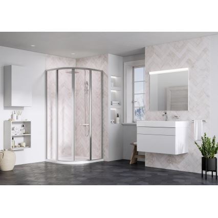 Ravak 3114OU02Z1 - Štiri-delna četrtkrožna tuš kabina SUPERNOVA 80x80 cm, satinirano steklo