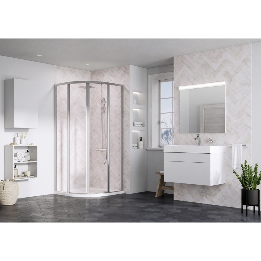 Ravak 3114OU02Z1 - Štiri-delna četrtkrožna tuš kabina SUPERNOVA 80x80 cm, satinirano steklo