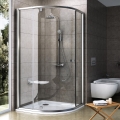 Ravak 37677U00Z1 - Trodelna četrtkrožna tuš kabina PIVOT 90x90 cm saten