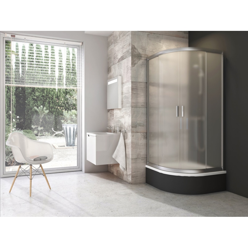 Ravak 3B240U40ZG - Štiridelna četrtkrožna tuš kabina BLIX 80x80 cm saten