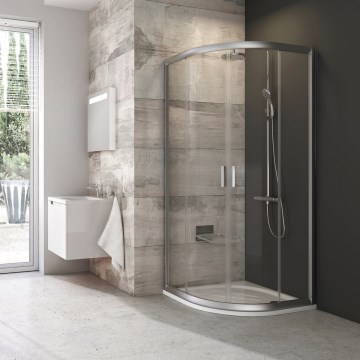 Ravak 3B270U00Z1 - Štiridelna četrtkrožna tuš kabina BLIX 90x90cm mat krom