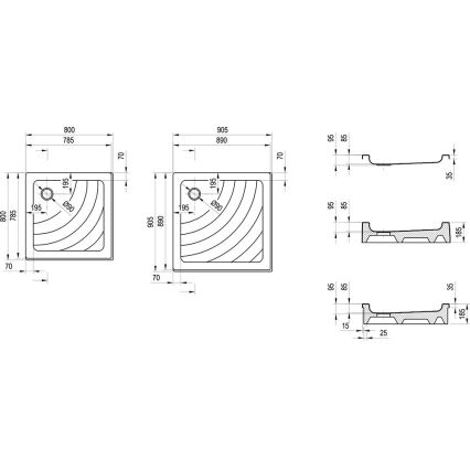 Ravak A007701120 - Kvadratna tuš kad ANGELA 90x90 cm bela