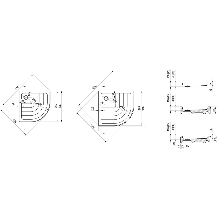 Ravak A204001120 - četrtkrožna tuš kad RONDA 80x80 cm bela