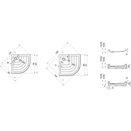 Ravak A207001120 - Polkrožna tuš kad RONDA 90x90 cm bela