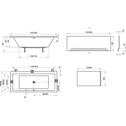 Ravak C691000000 - Kopalna kad FORMY 170x75 cm akril/bela