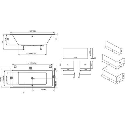 Ravak C691300000 - Kopalna kad FORMY 170x75 cm akril/bela