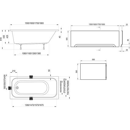 Ravak C731000000 - Kopalna kad CHROME 160x70 cm, akrilna, bela