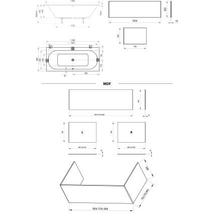 Ravak C921300000 - Kad CITY SLIM 180x80 cm akril/bela