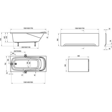 Ravak CP21000000 - Kopalna kad VANDA 170x70 cm akril/bela