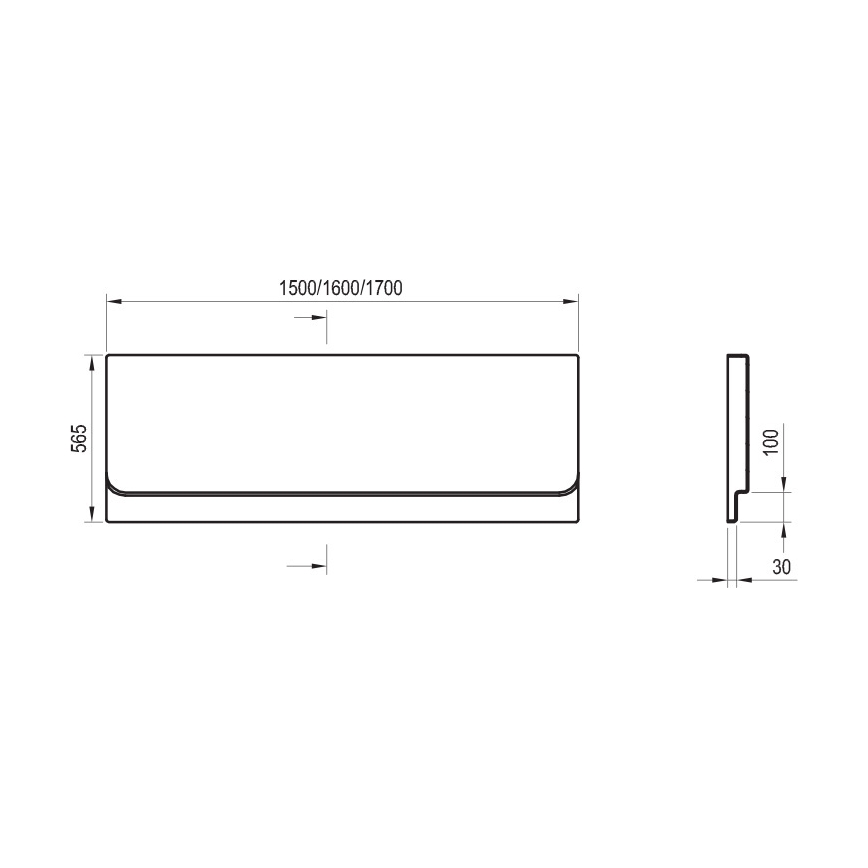 Ravak CZ74100A00 - Sprednji panel za kad CHROME 170 cm, akril, v beli barvi