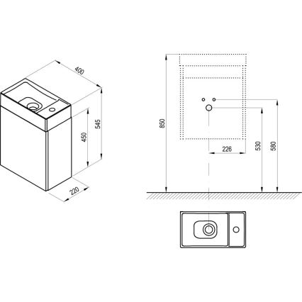 Ravak X000001386 - Kopalniška omarica pod umivalnik VEDA 54,5x40 cm bela