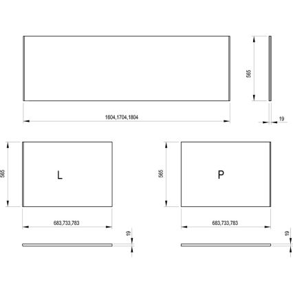 Ravak X000001697 - Stranski panel za kad 75 cm iverna plošča/bela