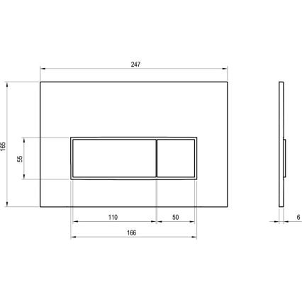 Ravak X01744 - Tipka za splakovanje UNI SLIM 24,7x16,5 cm črna