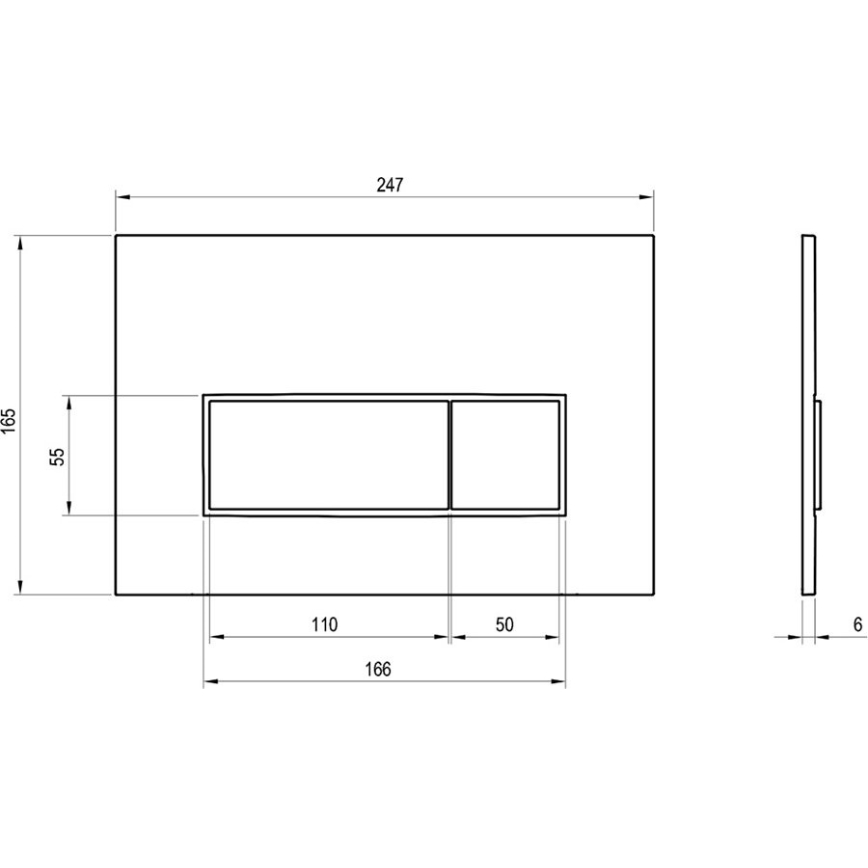 Ravak X01744 - Tipka za splakovanje UNI SLIM 24,7x16,5 cm črna