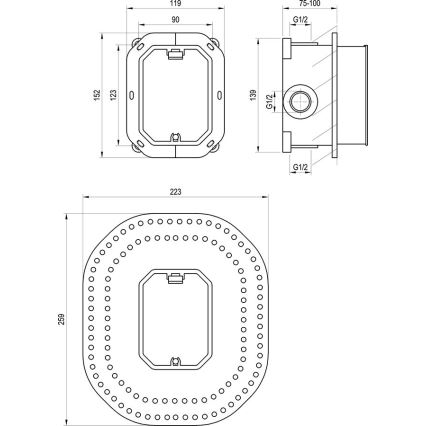 Ravak X070052 - Osnovno telo za podometne armature R-BOX RB 070.50 15,2x11,9 cm
