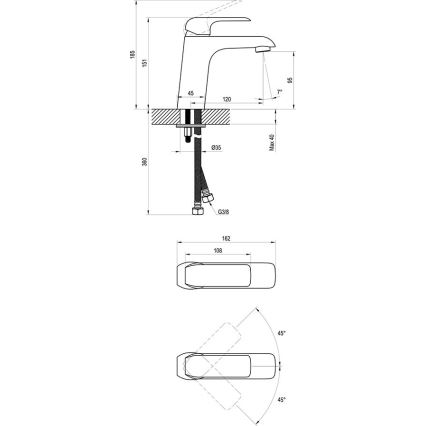 Ravak X070118 - Pipa za umivalnik FLAT 15,1 cm, sijajni krom