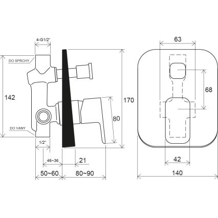 Ravak X070134 - tušna baterija za podometno vgradnjo FREE, krom z visokim sijajem