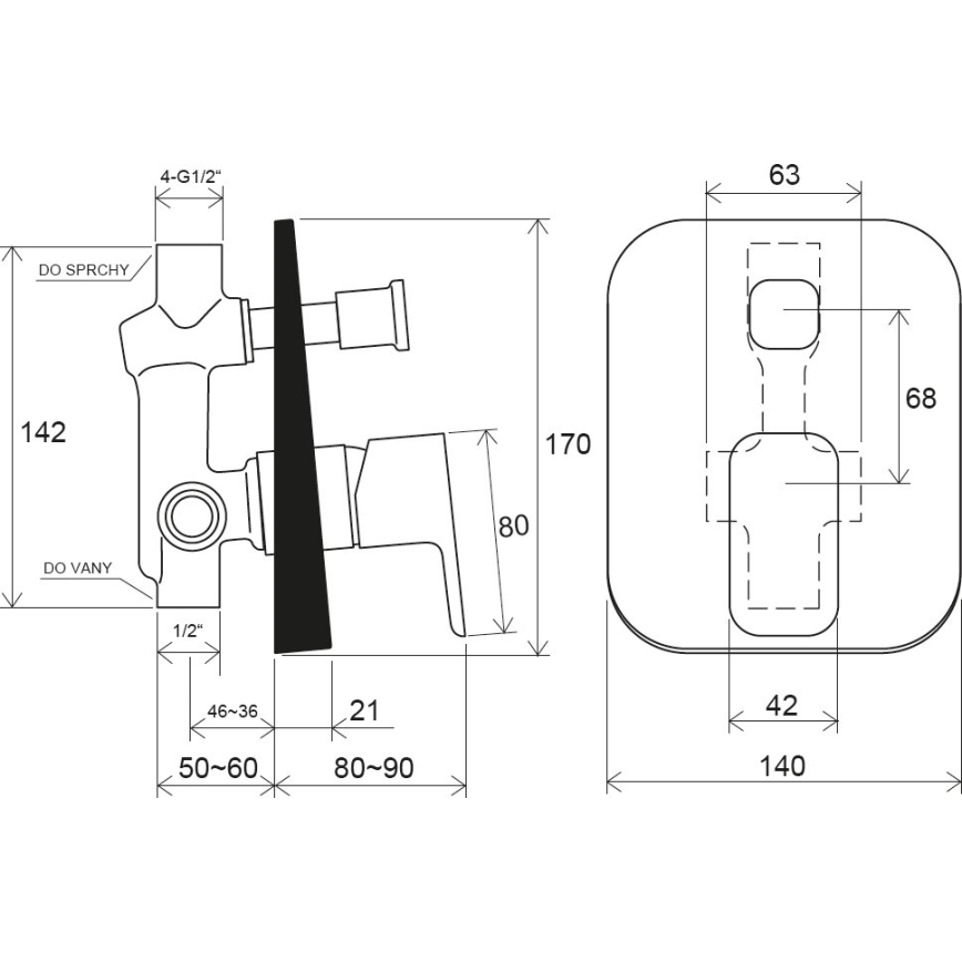 Ravak X070134 - tušna baterija za podometno vgradnjo FREE, krom z visokim sijajem