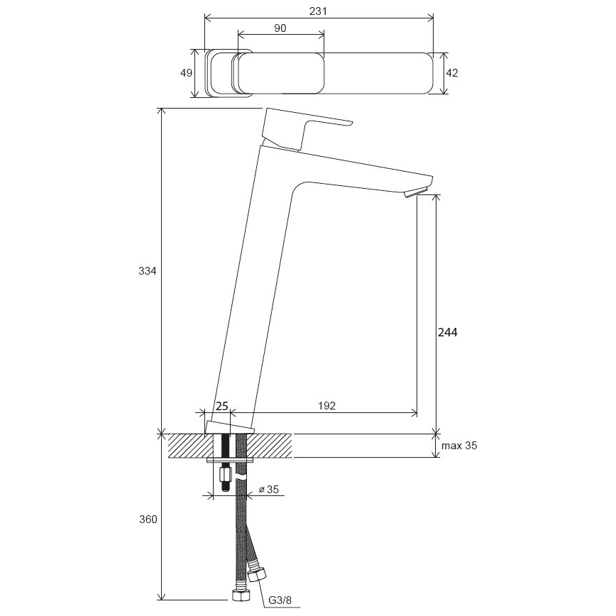Ravak X070151 - Mešalna pipa za umivalnik FREE, 33,4 cm, črna