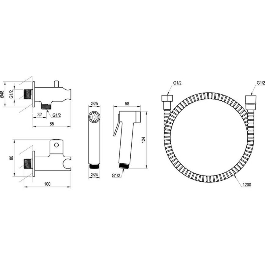 Ravak X070166 - Ročna bidetna prha za vgradno montažo, sijajni krom