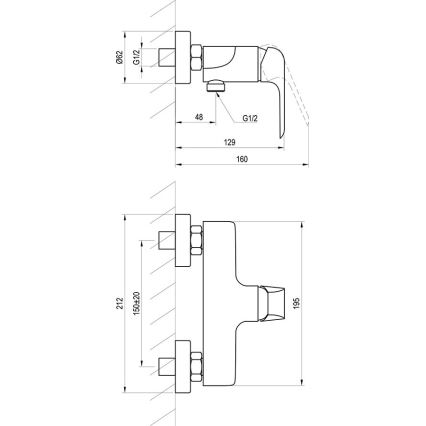 Ravak X070177 - Tušna baterija FLAT mat črna